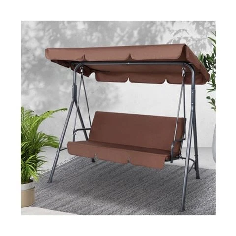 Enchanted Garden - Gardeon Outdoor Canopy Swing Chair Coffee 3 Enchanted Garden - Gardeon Outdoor Canopy Swing Chair Coffee