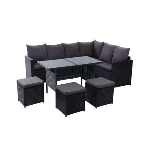 Exterieur Outdoor - Outdoor Furniture Dining 9 Seater Black 3 Exterieur Outdoor - Outdoor Furniture Dining 9 Seater Black