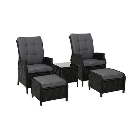 Exterieur Outdoor - Recliner Chair Outdoor 5pc Black 3 Exterieur Outdoor - Recliner Chair Outdoor 5pc Black