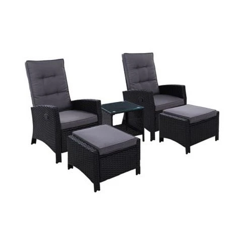 Exterieur Outdoor - Outdoor Recliner Chair 5pc Black 2 Exterieur Outdoor - Outdoor Recliner Chair 5pc Black