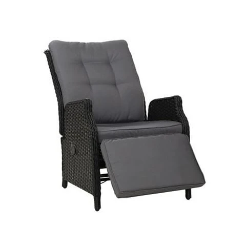 Exterieur Outdoor - Gardeon Recliner Chair Wicker Black 3 Exterieur Outdoor - Gardeon Recliner Chair Wicker Black