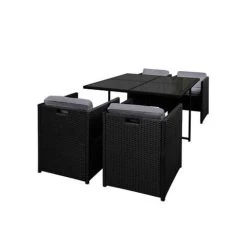 Comida Dining - Gardeon 5 Piece Outdoor Dining Set Black