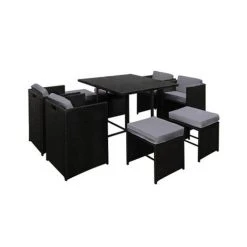 Comida Dining - Gardeon 9 Piece Outdoor Dining Set Black