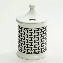 Halcyon Days - Bone Trellis Treat Jar Black Large