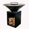 Flaming Coals - Round Black Firepit BBQ Wood Storage 100cm 2 Flaming Coals - Round Black Firepit BBQ Wood Storage 100cm -watering can shop 189478 Large