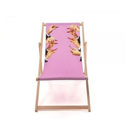 Seletti - Toiletpaper Wooden Deck Chair Lipstick Pink 3 Seletti - Toiletpaper Wooden Deck Chair Lipstick Pink