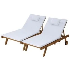 Exterieur Outdoor - Gardeon Wooden Outdoor Lounge White 2pc